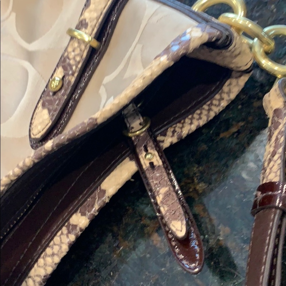 Coach Bag Beige W Python Trim Authentic - image 7